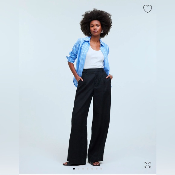 NWT Madewell Harlow Wide-Leg Pants in 100% Black Linen - Picture 1 of 10